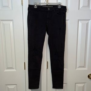 American eagle black ripped jeggings